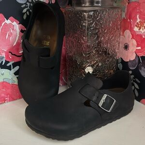 Birkenstock london black suede size 38. women’s 7.5-8 men’s 5.5-6